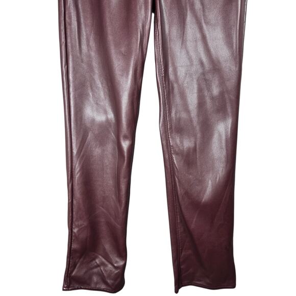 Good American Good Icon Faux Leather Pants Womens 6/28 Malbec Straight Leg Jeans - Picture 3 of 10